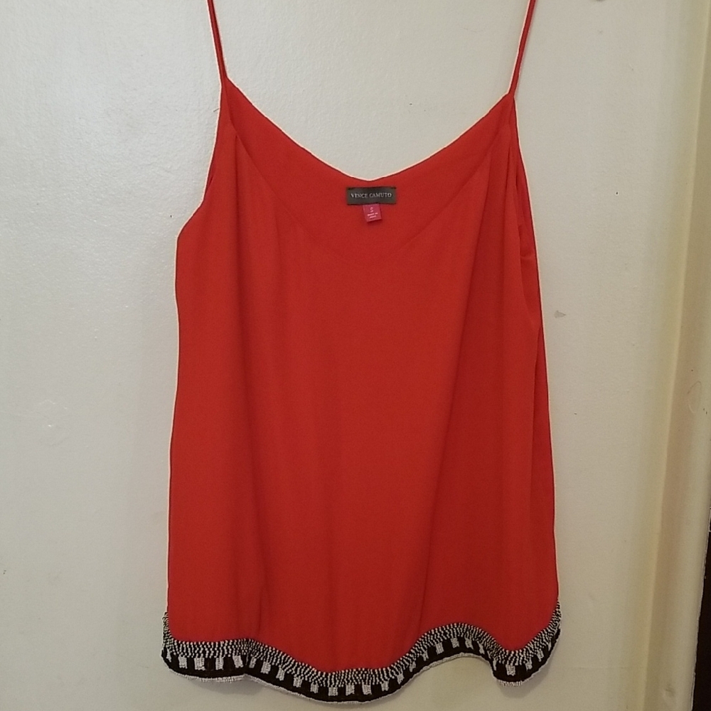 Vince Camuto Red Camisole with Black and White Trim